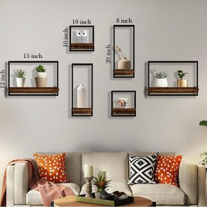 কাঠের ওয়াল সেলফ (6 pcs)