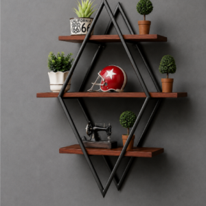 প্রিমিয়াম কাঠের ডায়মন্ড ওয়াল র‍্যাক ( Wood + Metal )