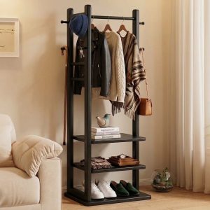 Wooden Multi Layer Alna (6 Hook & 3 Shelf for Bedroom wooden cloth stand) (Copy)