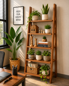 Ladder Shelf (5 স্তরের 60 inch, 100% মেহগনি কাঠ)